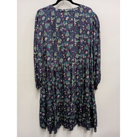 Destination 365 BOHO Dress 1X Purple Floral Print Tiered Midi Long sleeve Casual - Picture 7 of 9